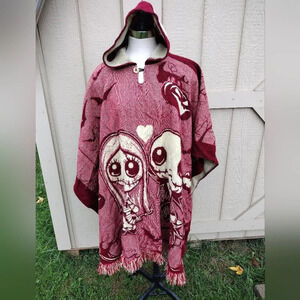 Andes hooded Poncho The Nightmare Before Christmas Jack And Sally Pumpkin OS